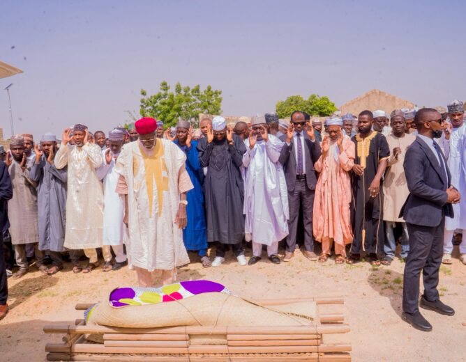 Governor Radda Joins Muslim Ummah in Funeral Prayer for Hajiya Jummai Yahaya Lawal Kawo
